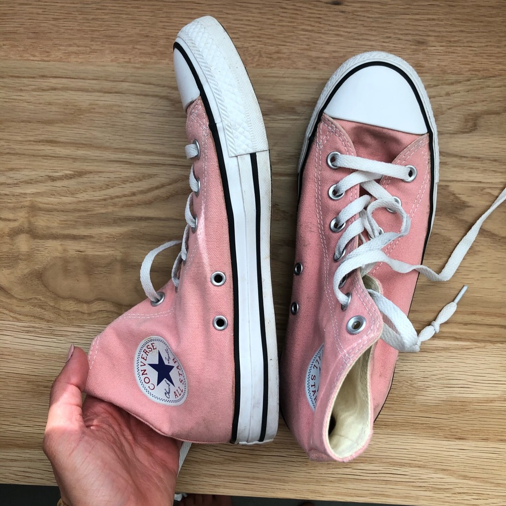 Pink high top converse